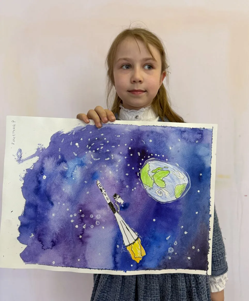 День Космонавтики 🚀  💥 Кружок рисования передает всем-всем-всем горячий привет и поздравляет с днем 