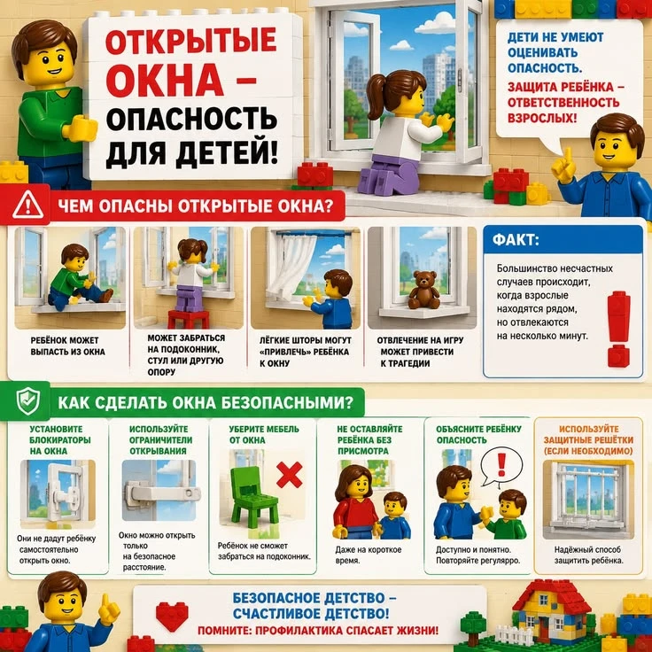 Открытые окна - опасность для детей!