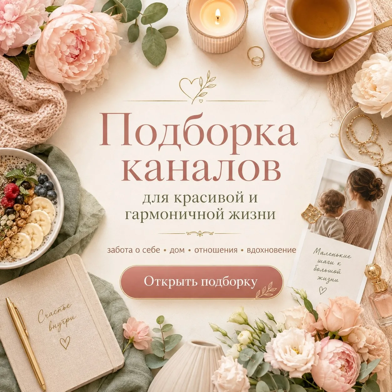 ❣️Собрали каналы для красивой и гармоничной жизни: где есть место заботе о себе, вдохно...
