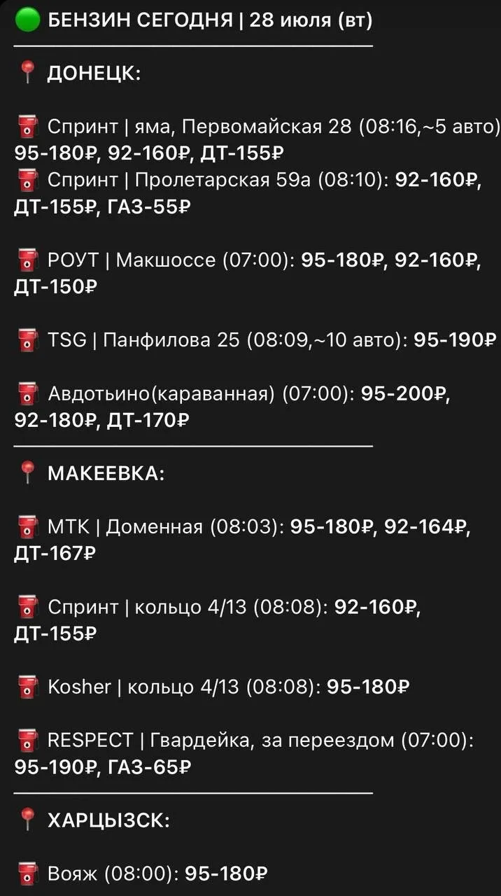 Информация по наличию топлива в ДНР

Отправь другу✅