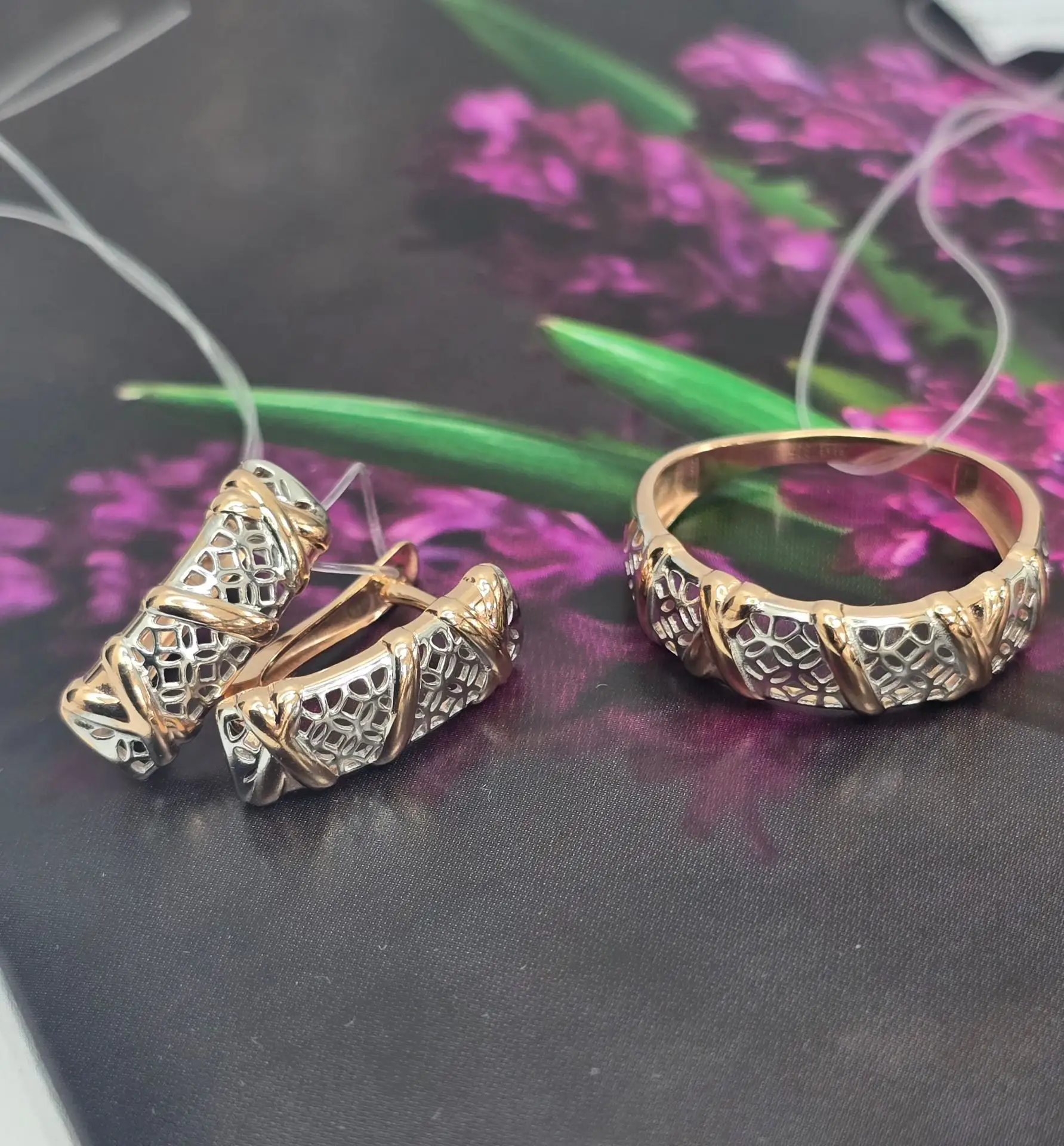 Комплект из серебра 925° с позолотой