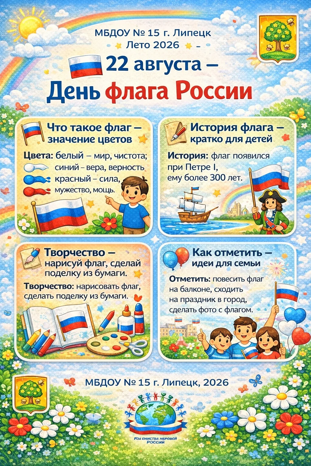22 августа мы  будем отмечать День флага России. Это маленький, но очень важный праздни...