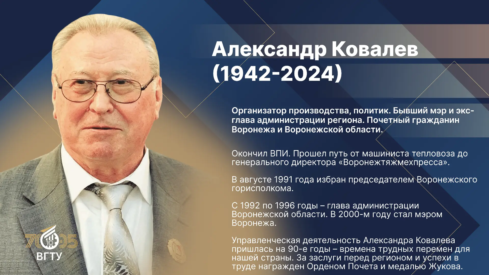 🧳 Очередной герой проекта об известных выпускниках нашего вуза — выдающийся воронежский политик и о
