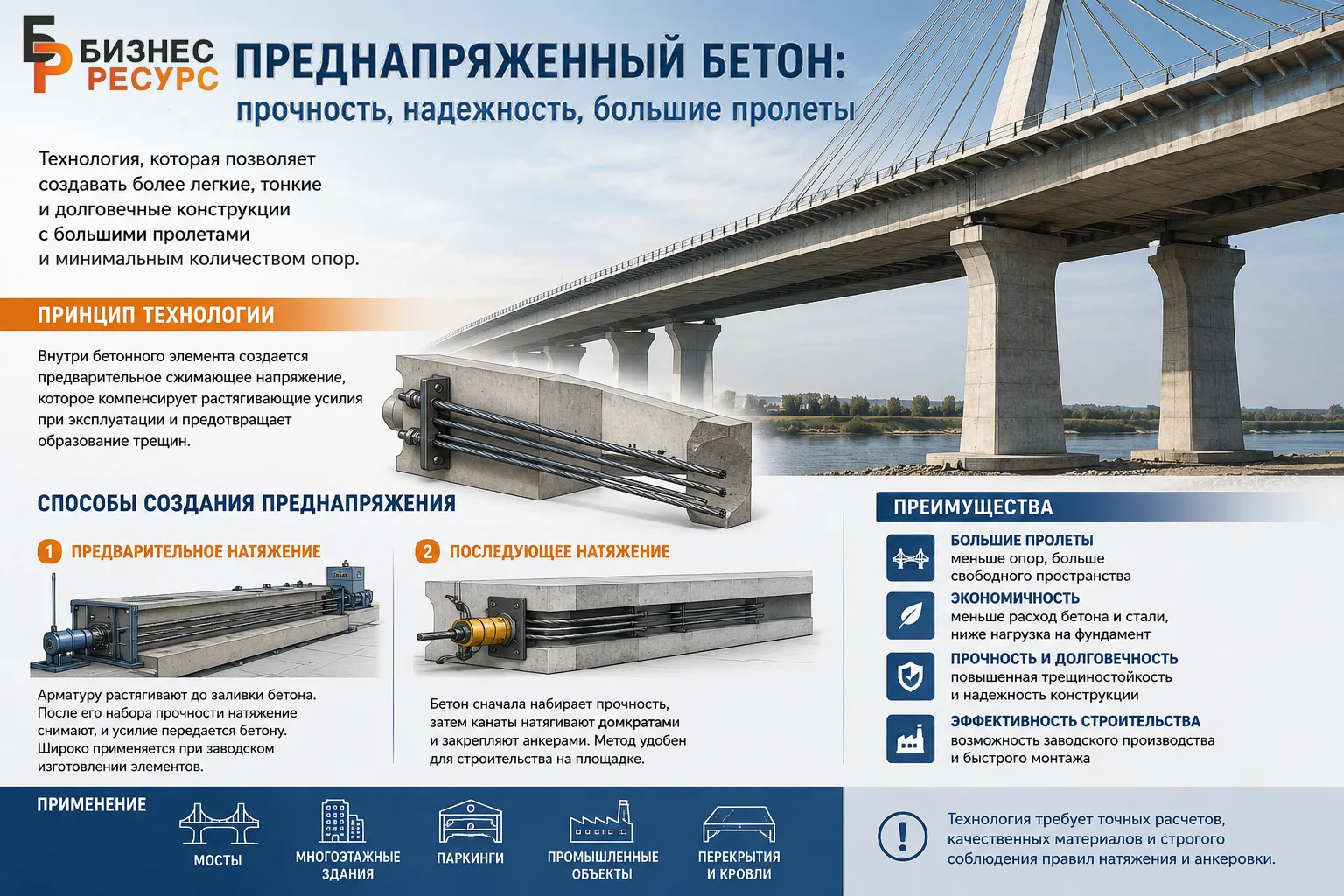 Преднапряженный бетон: прочность и большие пролеты