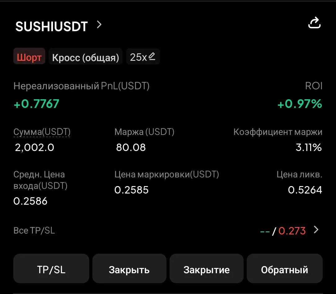 🚀Заходим SUSHI short 25Х