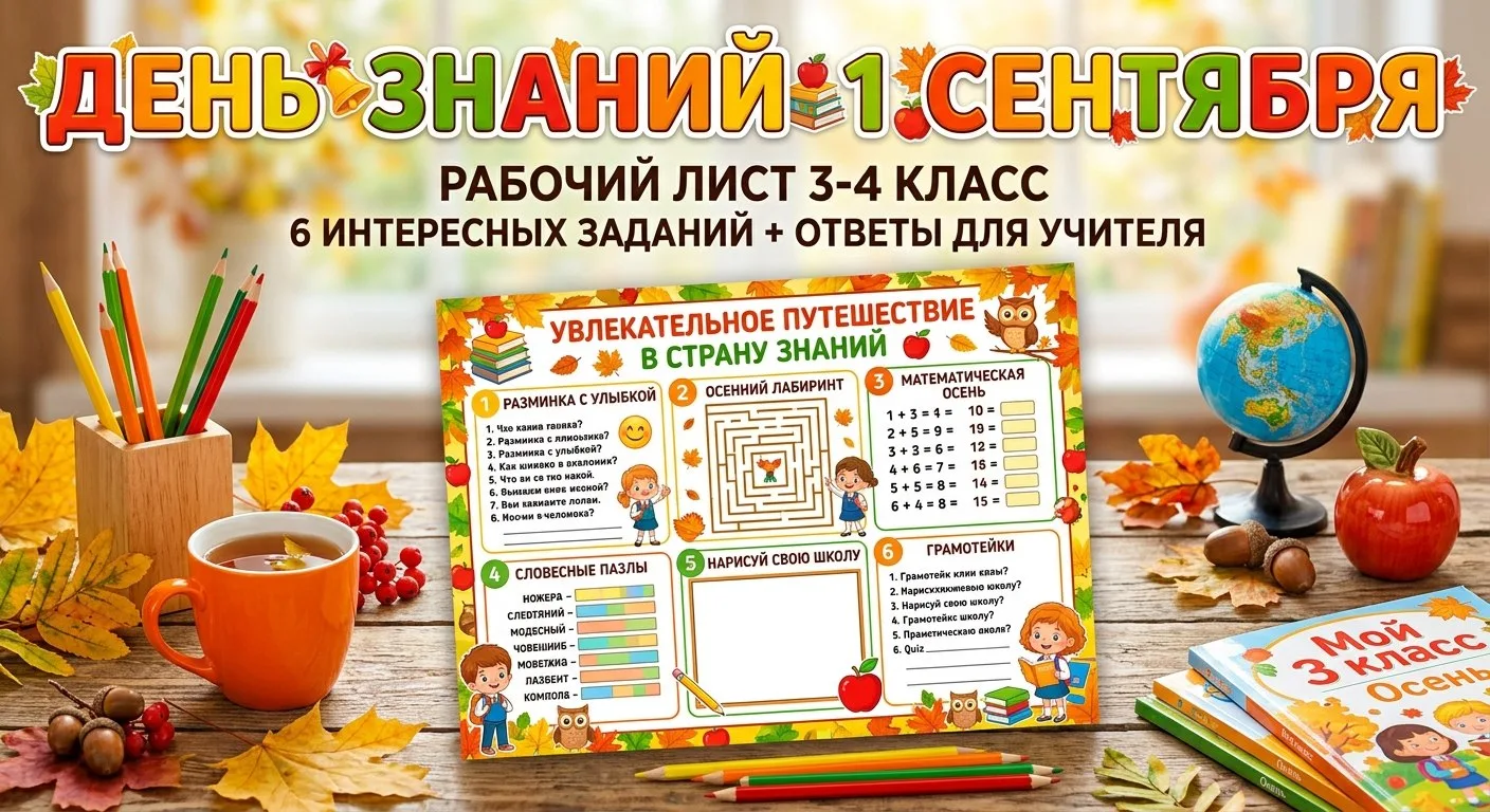 🎁 Рабочий лист №2 "День знаний".