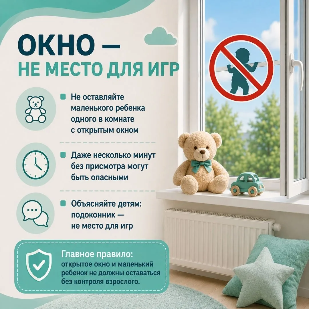 ❗Открытое окно может быть опасно для ребенка