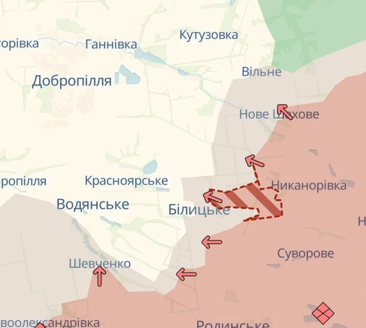 Армия РФ зашла в город Белицкое под Добропольем, а также продвинулась около Калеников н...