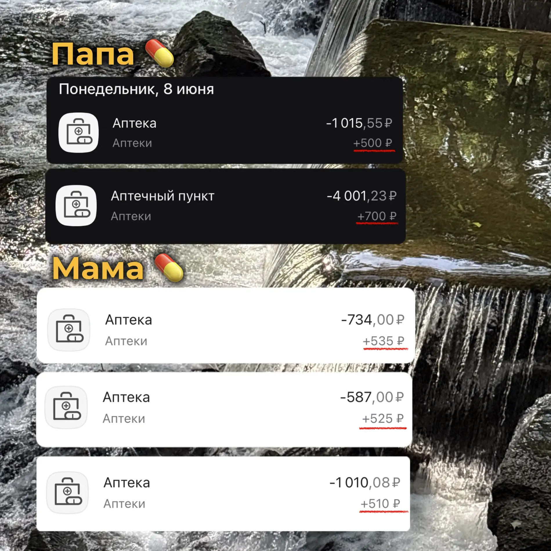 На лекарства родители потратили 7 347₽, а банк вернул 2 770₽ 😳