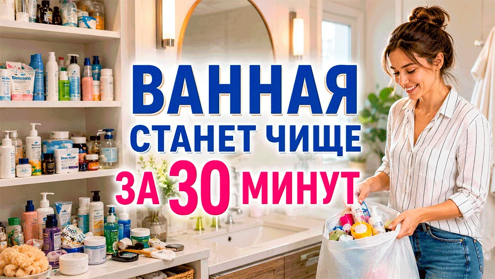Что выбросить из ванной за 30 минут, чтобы она сразу стала легче и чище? Ванная – это т...