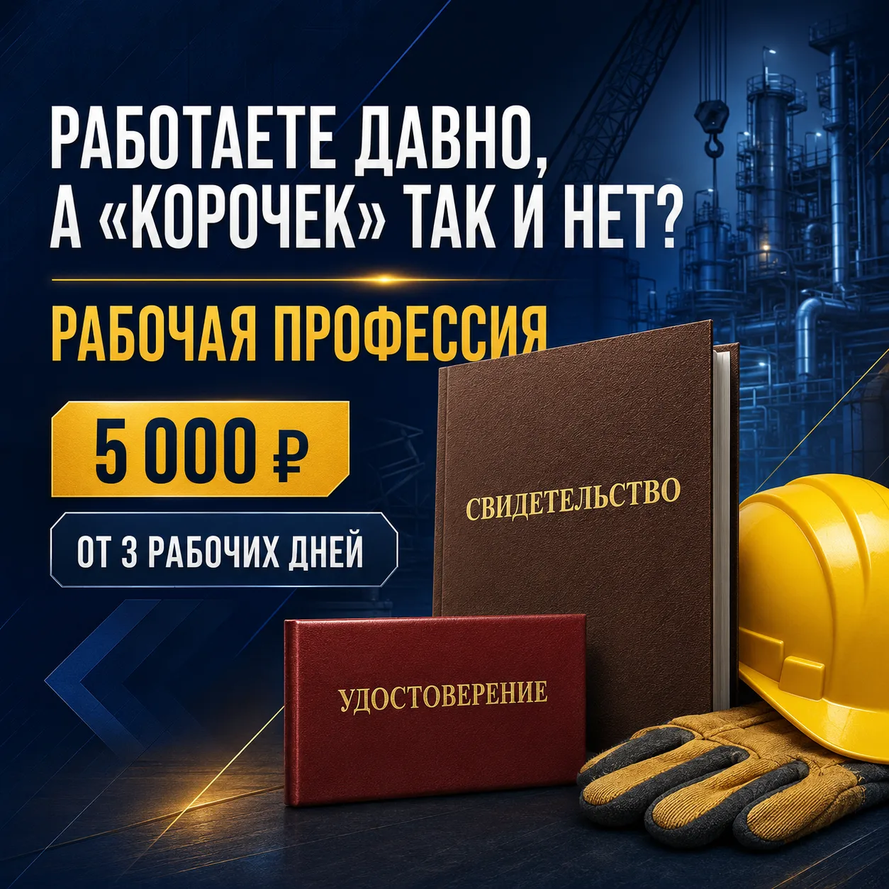 👷 Работаете давно, а «корочек» так и нет?