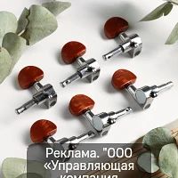 Комплект одиночной колковой механики Music Life, серебристый с коричневым, 3+3