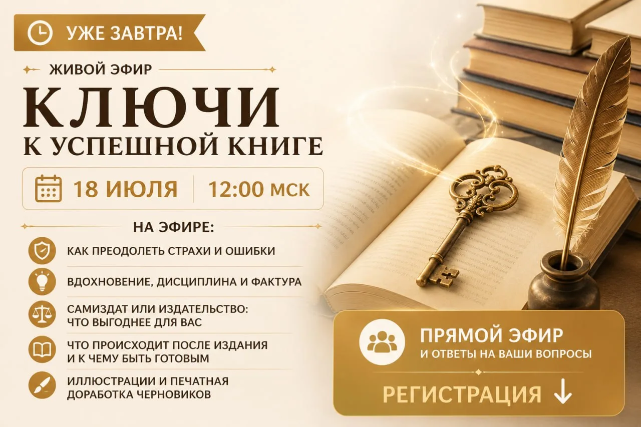 18 июля мы с вами встречаемся на онлайн-встрече «Ключи к успешной книге».