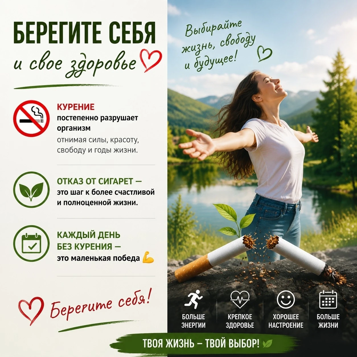 Берегите себя и свое здоровье ❤️ Это самое ценное, что у нас есть. Курение постепенно р...