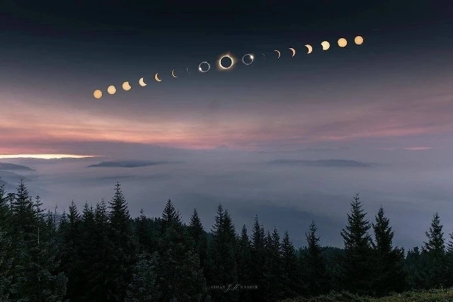 Coлнeчнoe зaтмeниe oт нaчaлa дo кoнцa. Opeгoн, CШA 🌗