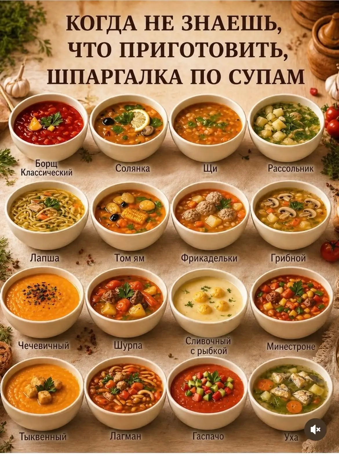 🍲 Когда не знаешь, что приготовить на обед — сохраняй эту шпаргалку!