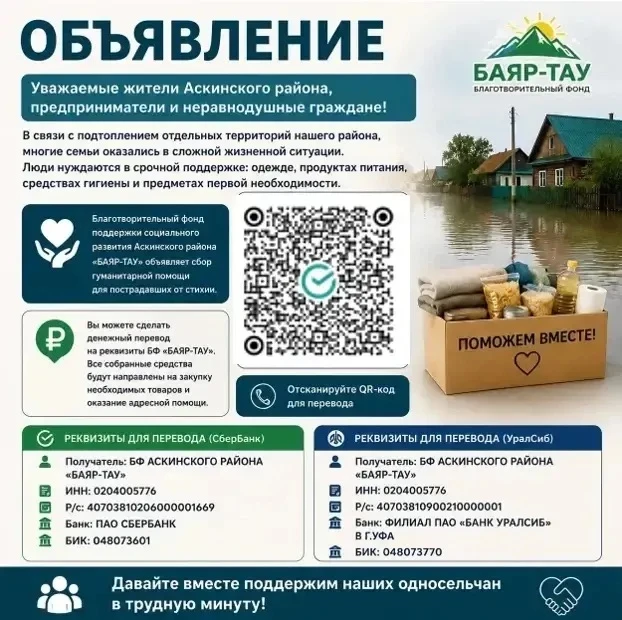 На базе Администрации Кировского района Уфы продолжаем сбор гуманитарной помощи для жителей Аскинско