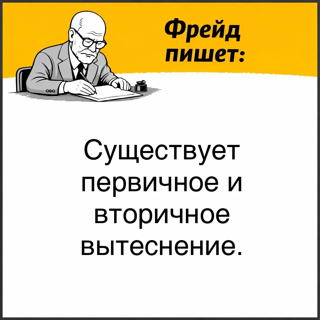Фрейд описывает вытеснение не как одно действие, а как процесс с разными уровнями.   Первичное вытес