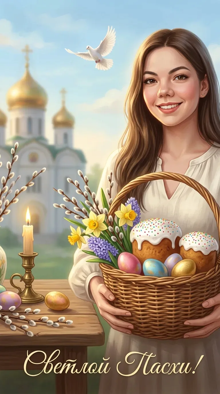 🌸 ЖИВОПИСНЫЙ ПОРТРЕТ К ПАСХЕ  Хотите нежный пасхальный портрет в стиле русской живописи? Промт сохра
