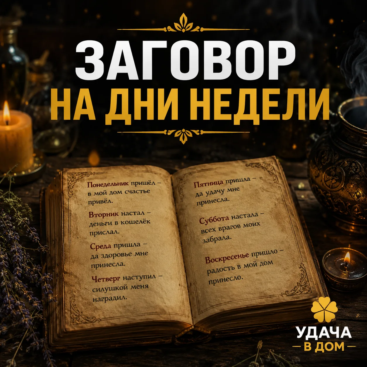 ✨ Заговор на дни недели ✨