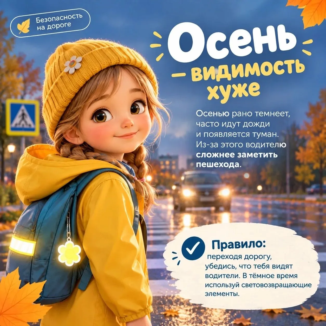 🍂 Осень — время «режима невидимки» на дорогах!