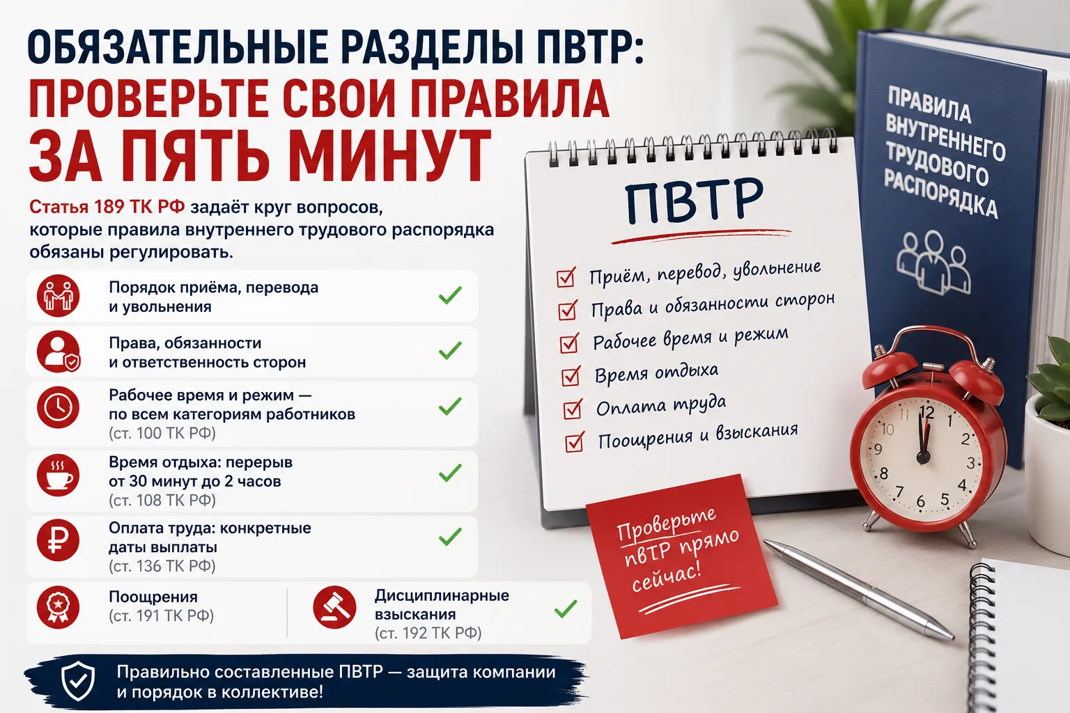 Обязательные разделы ПВТР: проверьте свои правила за пять минут