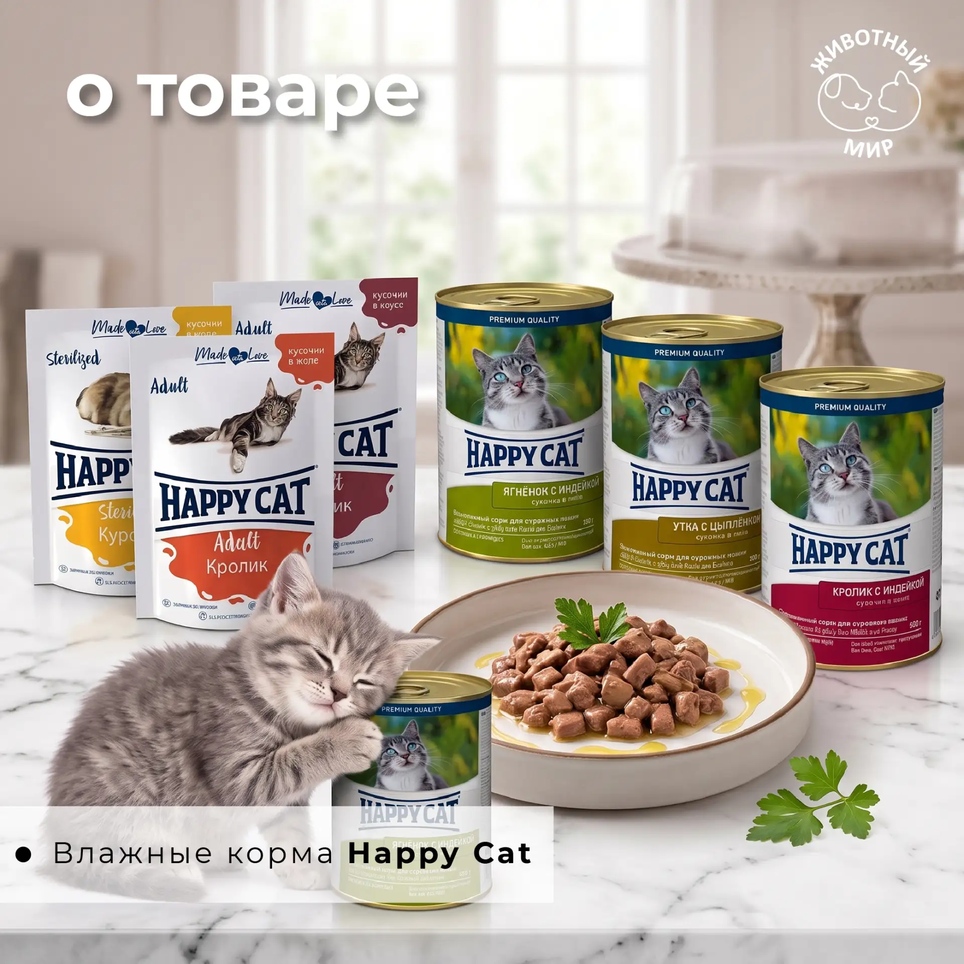 🐈 Влажные рационы Happy Cat