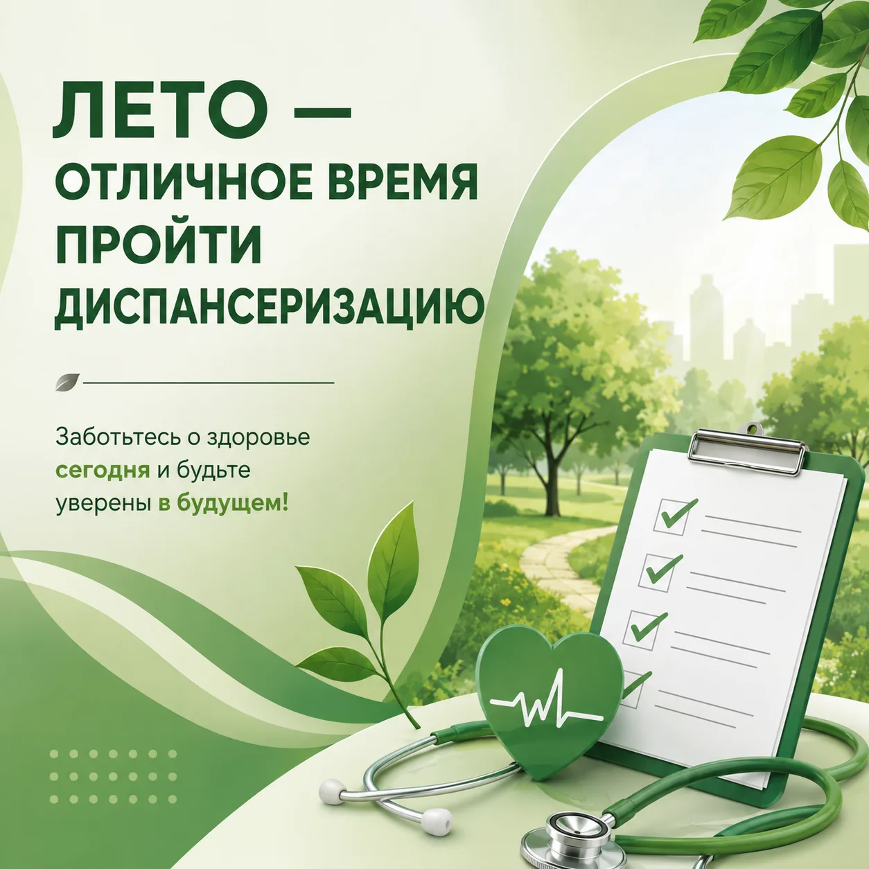 🌿 Лето — отличное время, чтобы пройти диспансеризацию