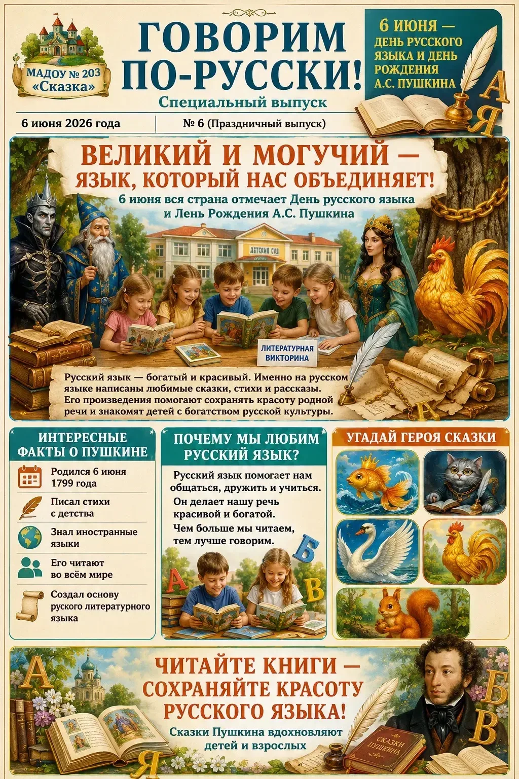 ✨ Сегодня, 6 июня, мы отмечаем замечательный праздник — Пушкинский день России и День р...