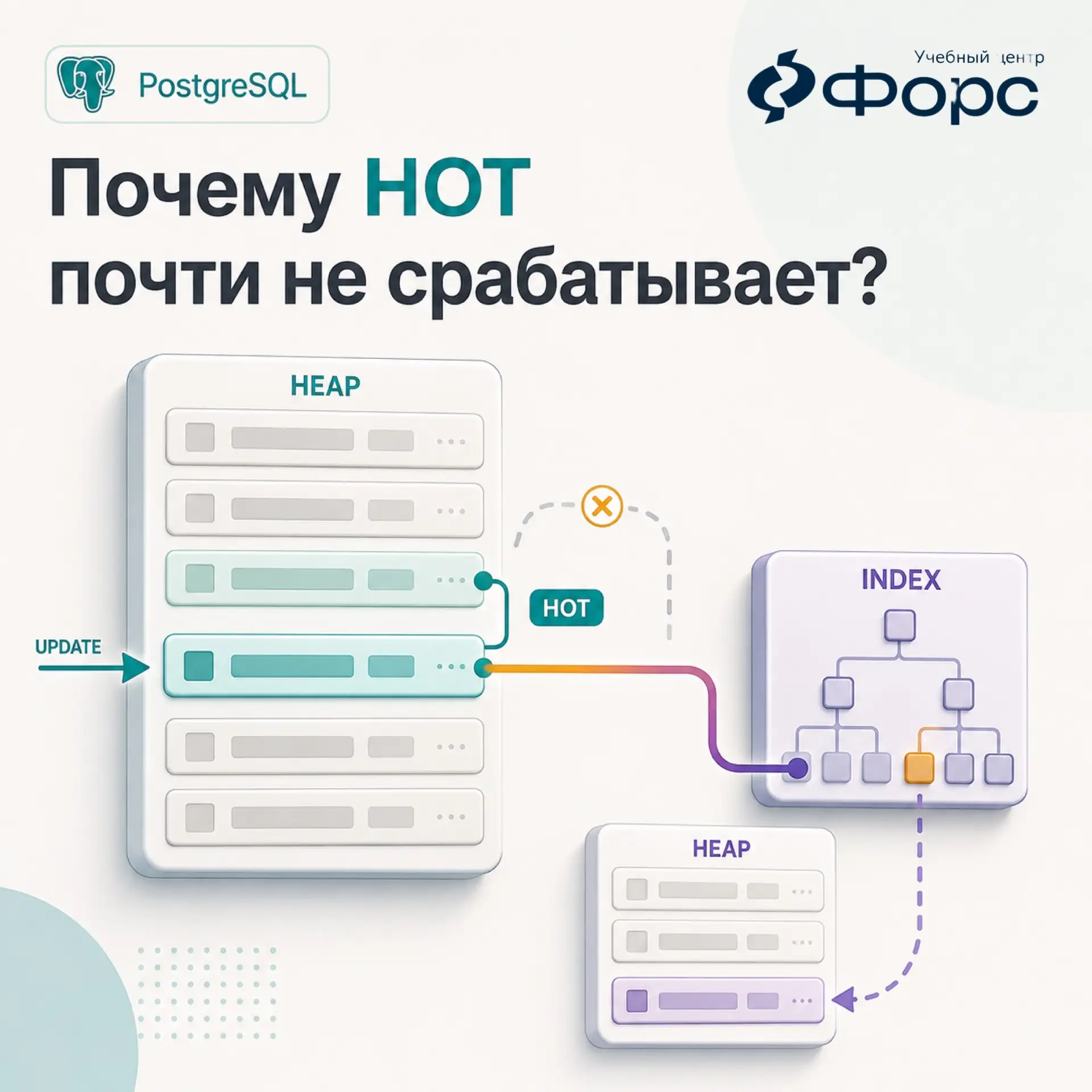 Таблица часто обновляется, а HOT почти не срабатывает