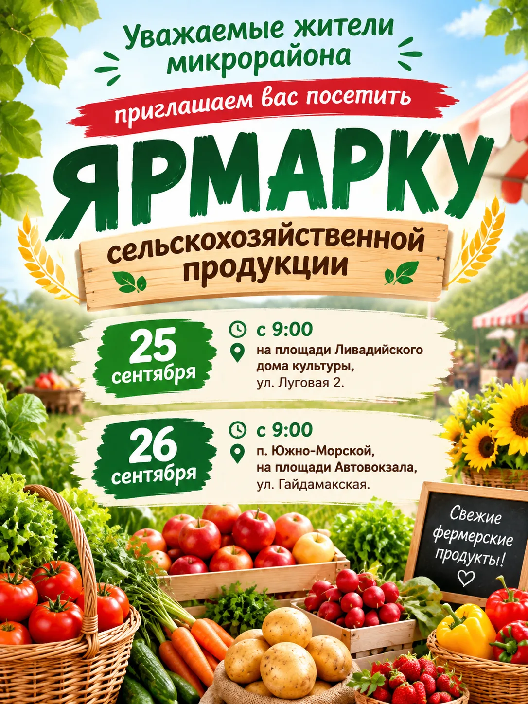 📣 Приглашаем на сельскохозяйственную ярмарку!