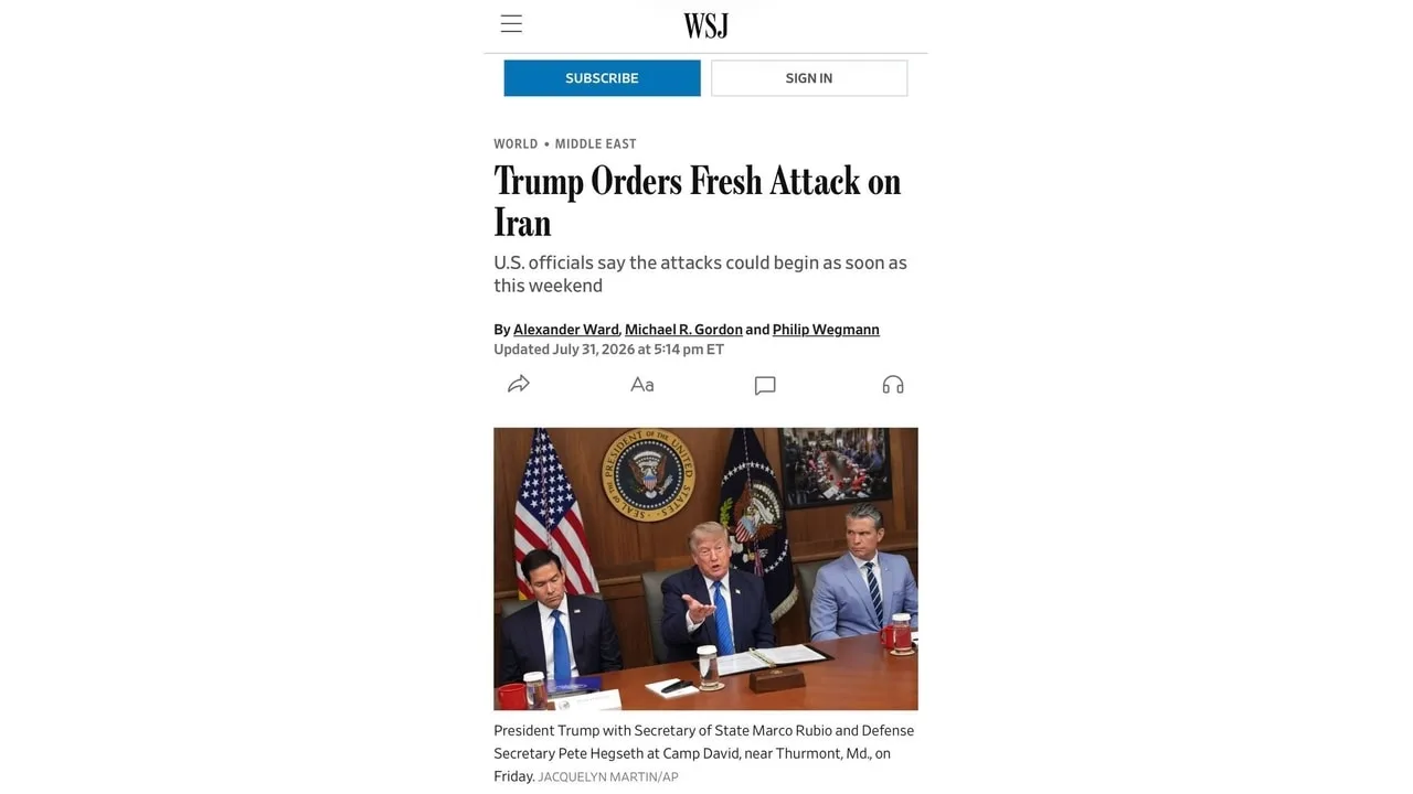 🇺🇸🇮🇷Wall Street Journal пишет, что Трамп отдал приказ начать к выходным новые бомба...