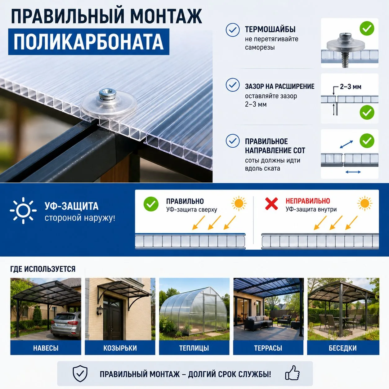 ☀️ Почему правильное крепление поликарбоната так важно
