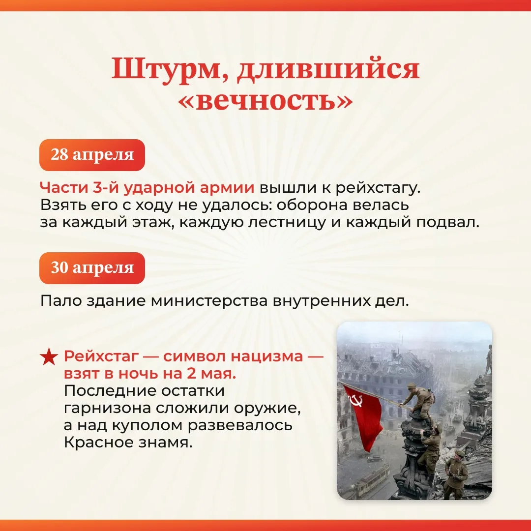 🔥 2 мая 1945 года. 81 год назад закончилась главная битва войны. Берлин — наш.  Штурм столицы Третье