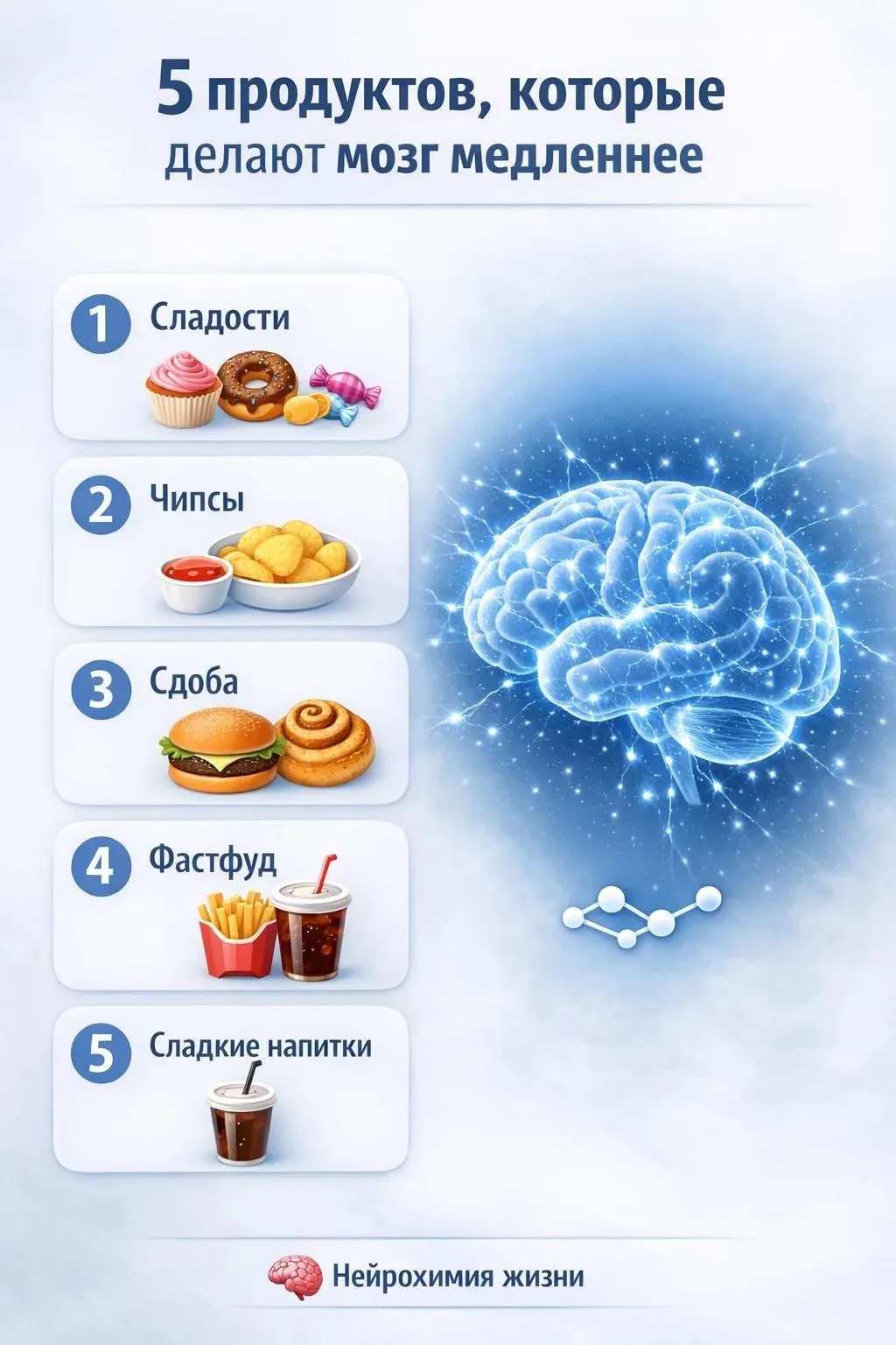 🧠5 продуктов, которые «тормозят» ваш мозг: пора пересмотреть рацион!🧠