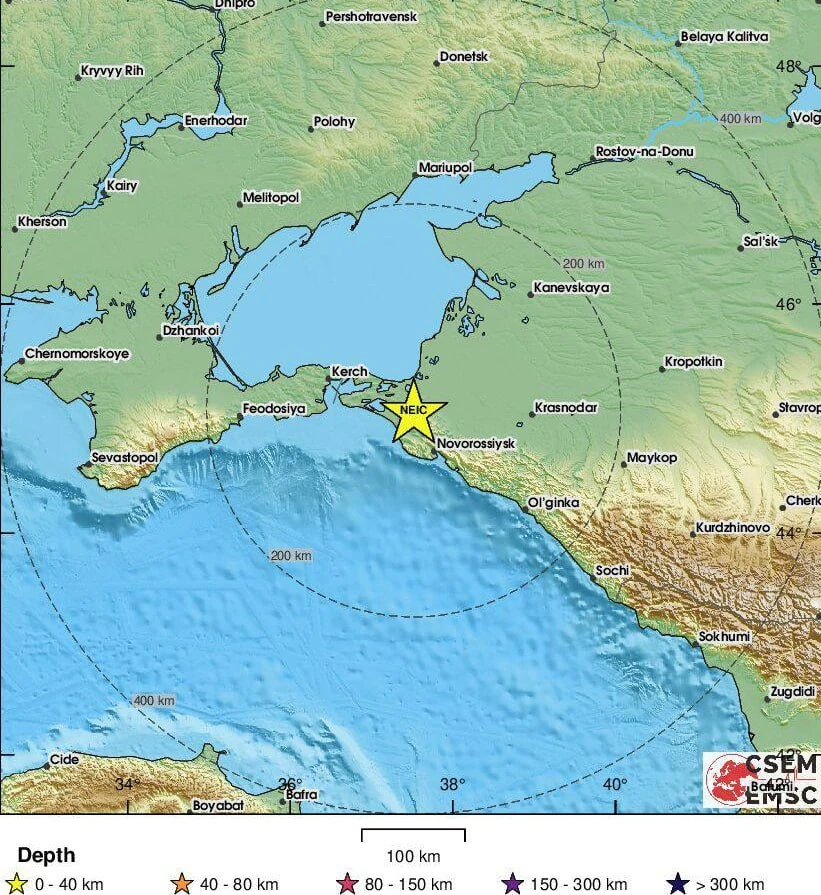 🌎 Землетрясение магнитудой 4, 2 произошло в районе Анапы и Новороссийска.