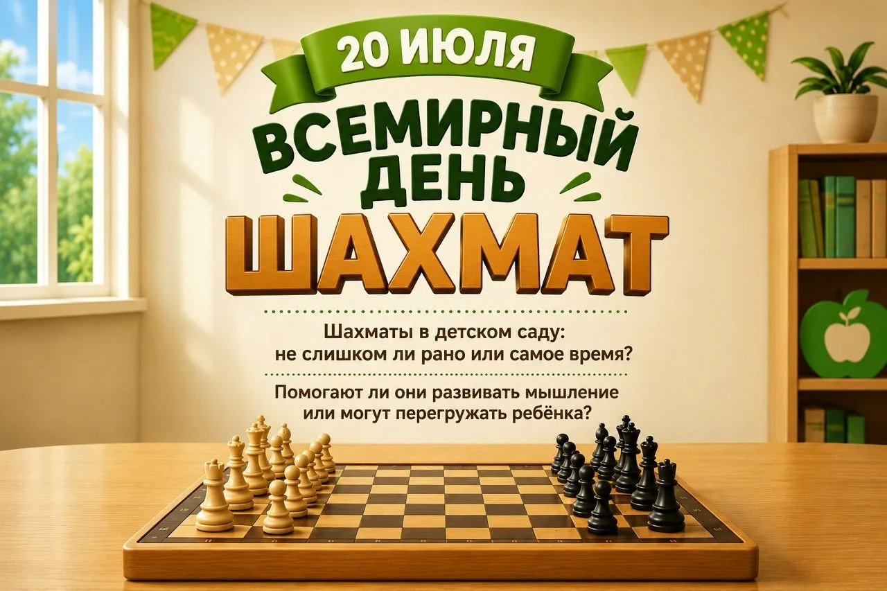 Шахматы в детском саду — это рано или уже пора?

20 июля отмечается Всемирный день шахмат — игры, ко