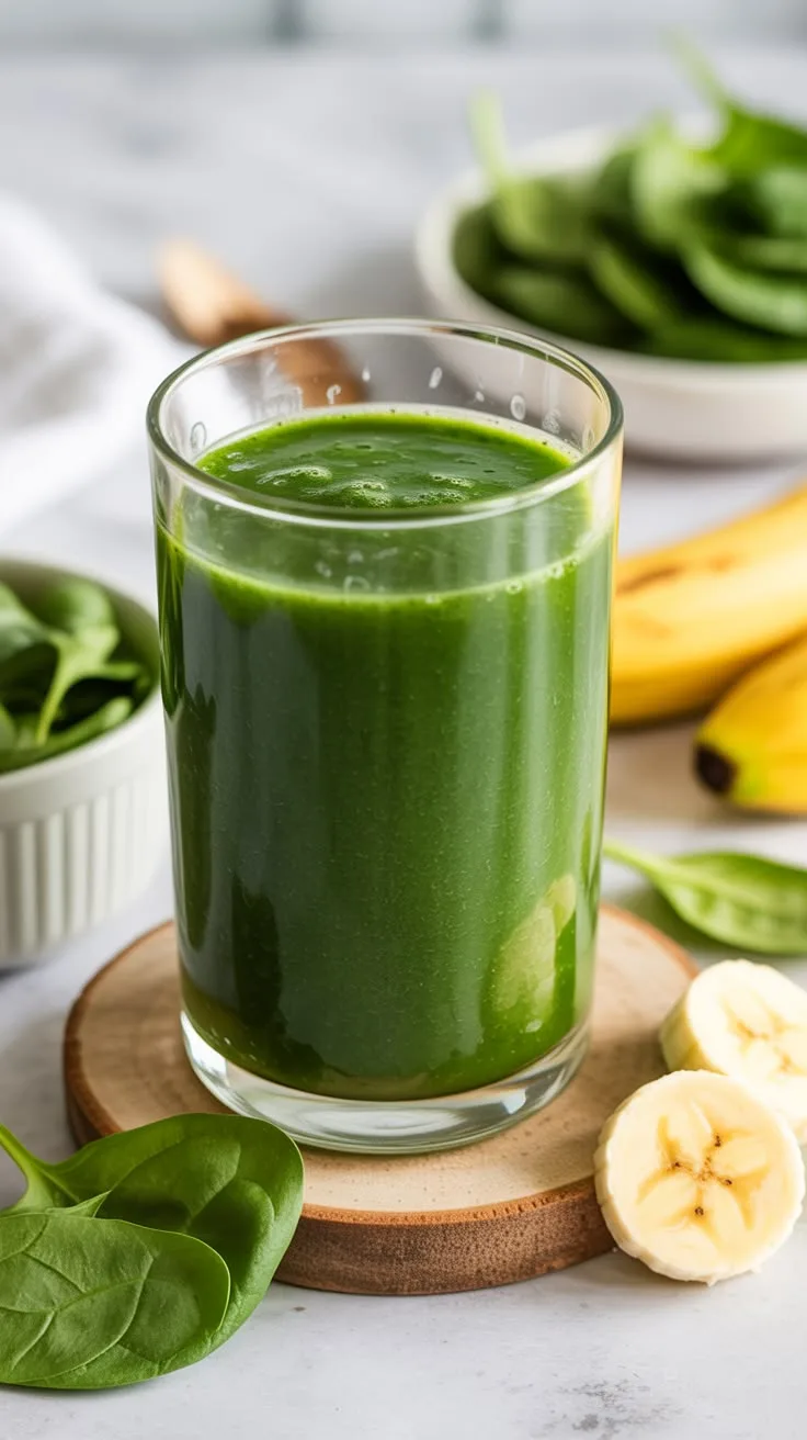 💚Освежающий зелёный смузи с бананом и шпинатом🍌