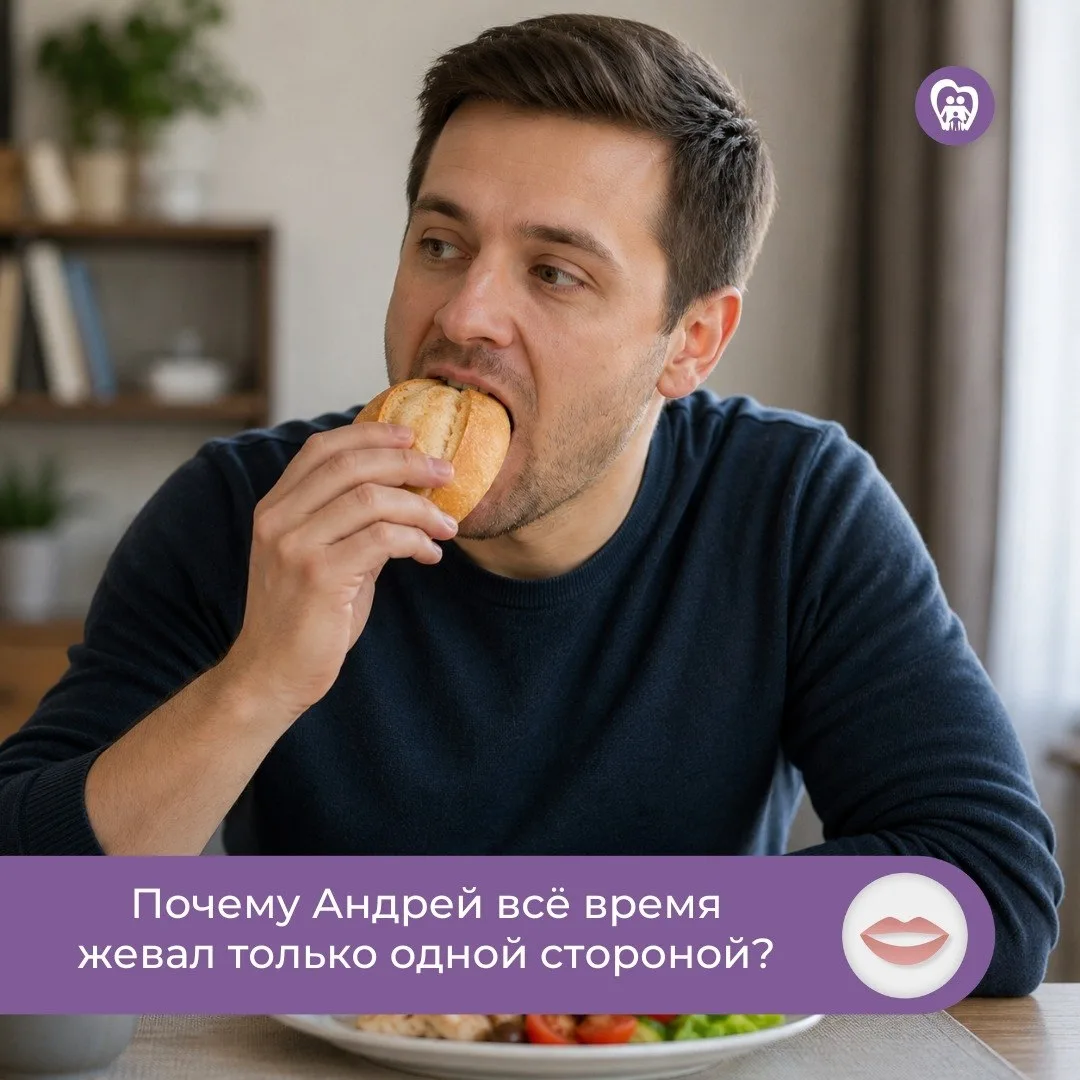 🍽 Почему Андрей всё время жевал только одной стороной?