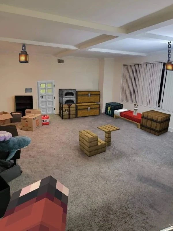 Вот как Майнкрафт выглядит в интерьере настоящих домов 🏠🎮 Блочный стиль тут смотрится...