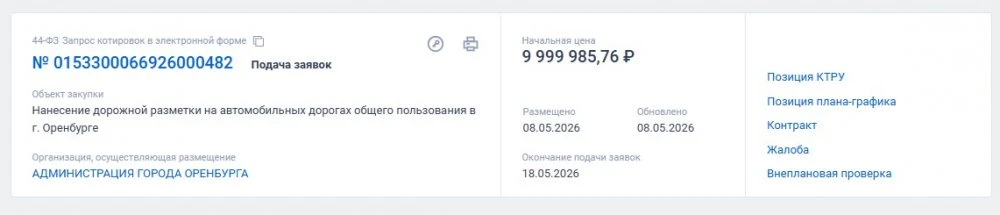 Почти 10 миллионов рублей потратят на новую дорожную разметку в Оренбурге  https://1743.ru/news/8376