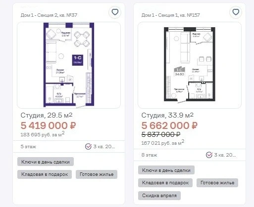 Последние 2 квартиры  с ПВ 270-280 тыс.