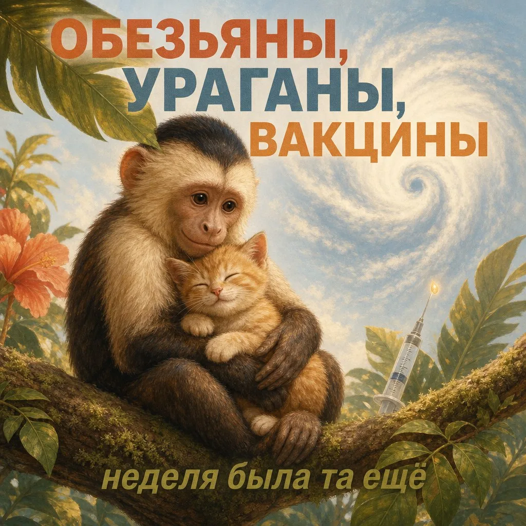 Неделя в шести абзацах

Учёные выяснили, что обезьяны заводят себе питомцев. Не собак, конечно, но т