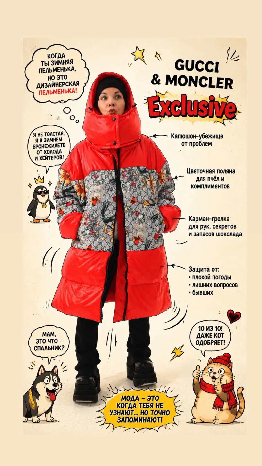 Пуховик в миксе из тканей MONCLER & GUCCI. 

Единственный.
Без повтора. 

Длина 90 см 
Окружность 13