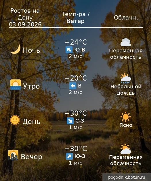 Погода на завтра  03.09.2026