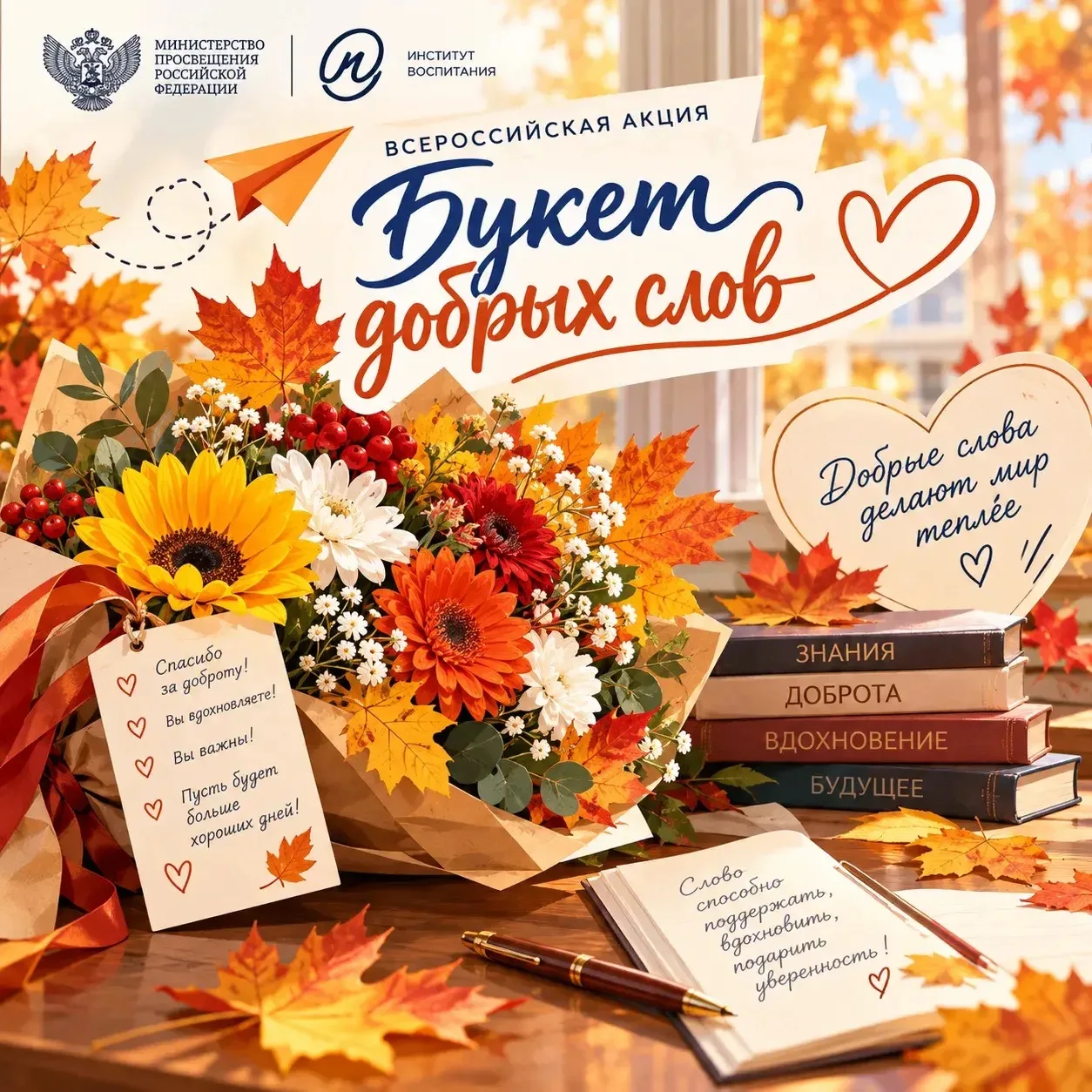 🤩В нашей школе прошла трогательная предпраздничная акция «Букет добрых слов». 🍁❤️