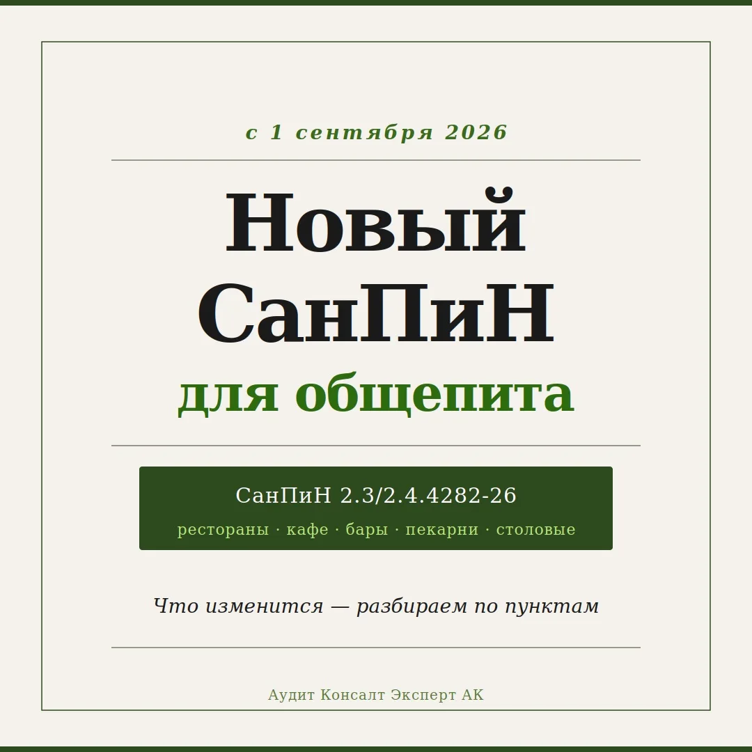 📃С 1 сентября 2026 — новый СанПиН для общепита.