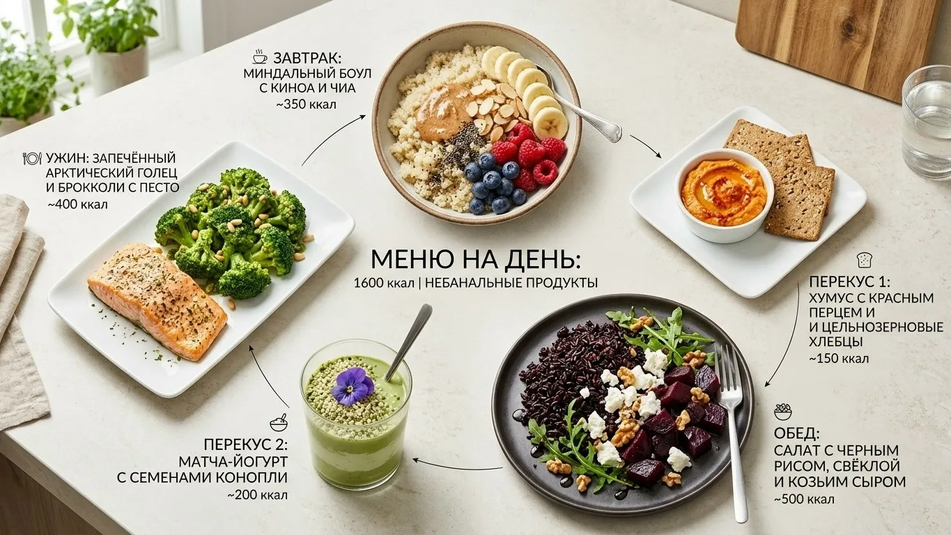 Μeню нa дeнь нa 1600 ккaл