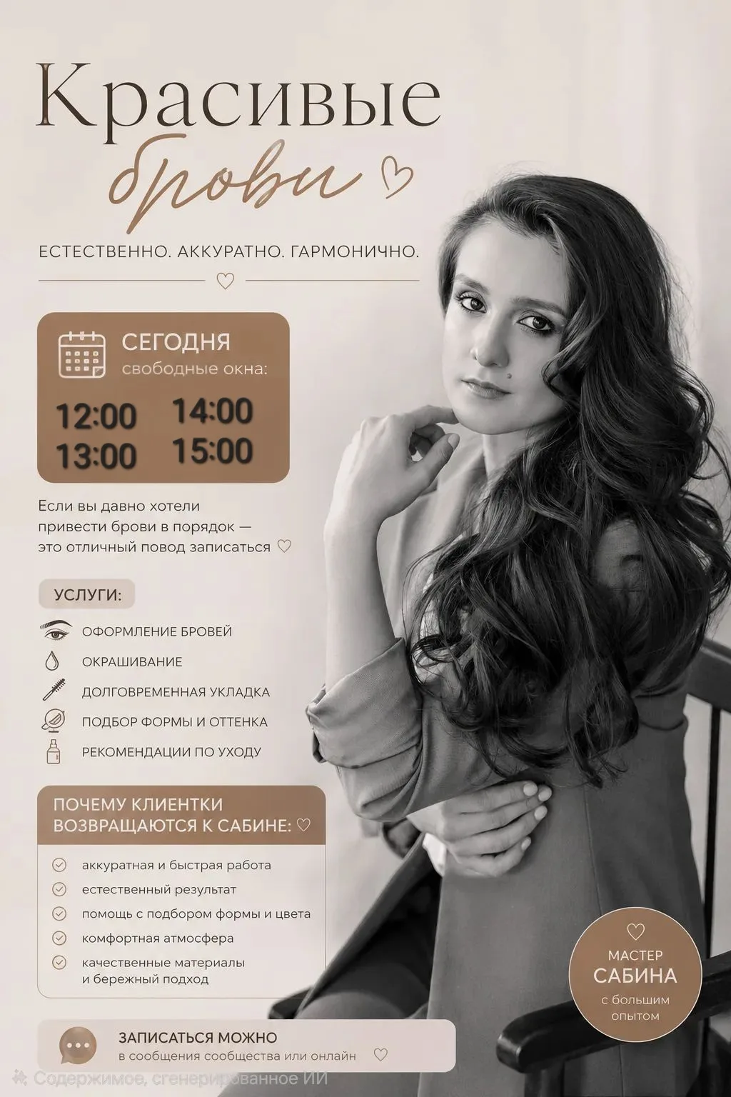 Сегодня к мастеру Сабине есть свободные слоты на 🌸: