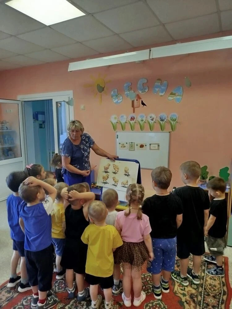 Аппликация,,Цыплята на лугу,, младшая группа